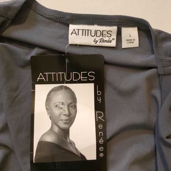 Attitudes By Renee Lightweight Gray Open Front Cardigan , Size L , NWT - Picture 6 of 6